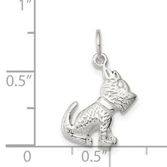 Sterling Silver Polished and Textured Dog Pendant