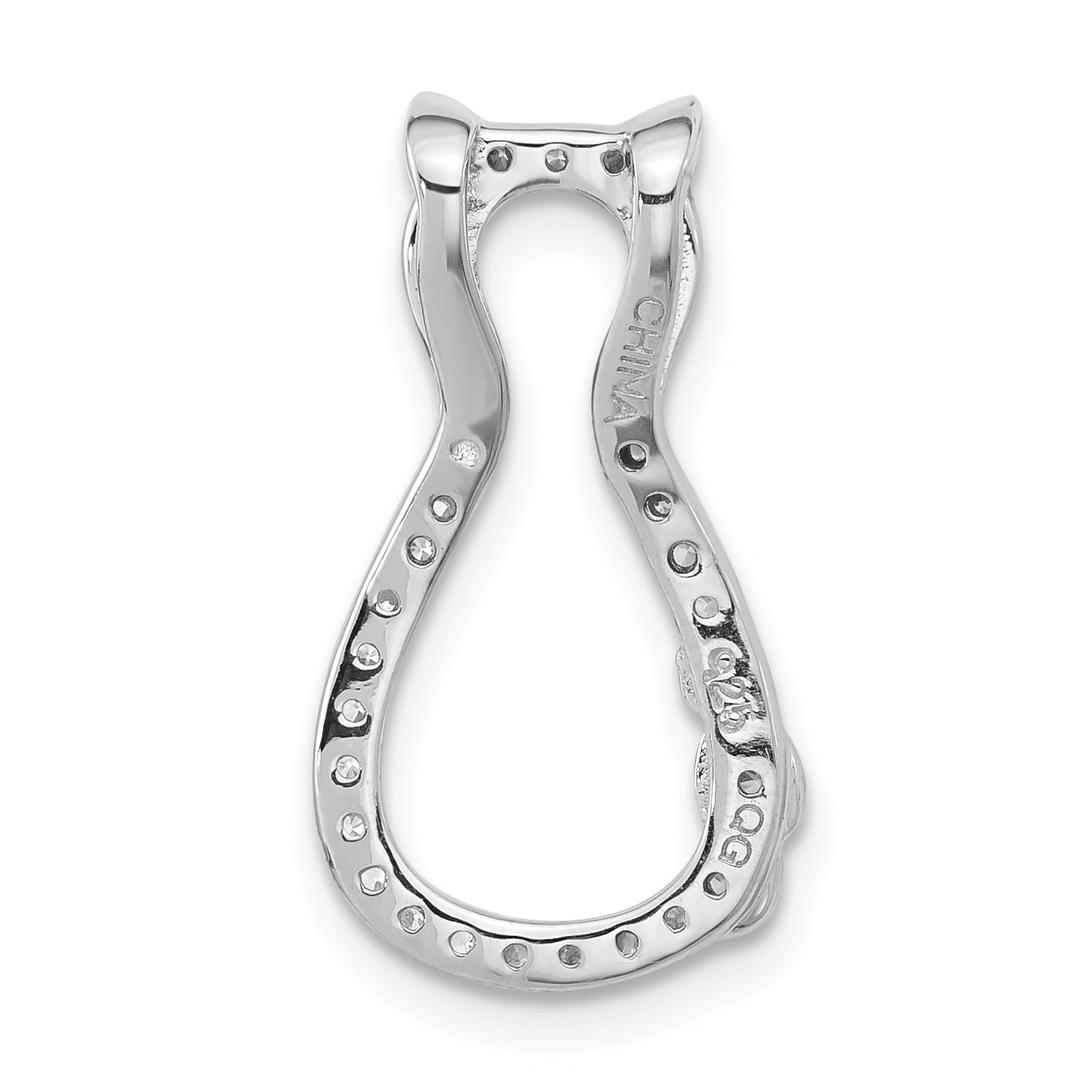 Sterling Silver CZ Cat Chain Slide