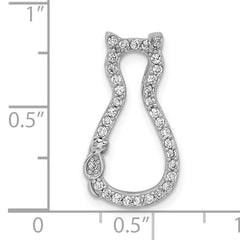 Sterling Silver CZ Cat Chain Slide