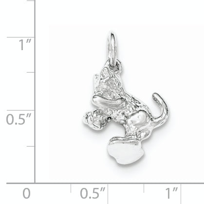 Sterling Silver Polished Cat Playing with Ball Pendant