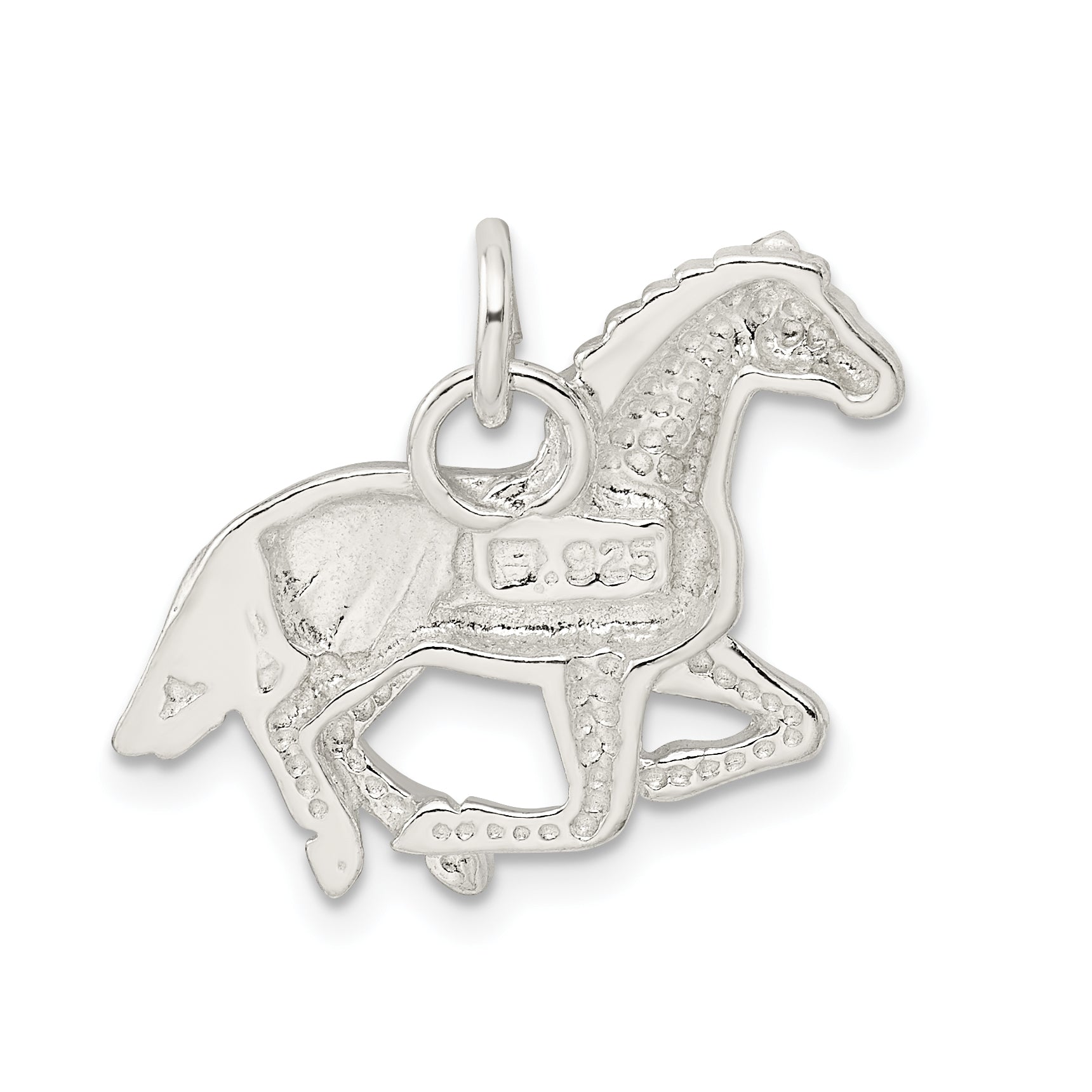 Sterling Silver Polished & Textured Horse Pendant