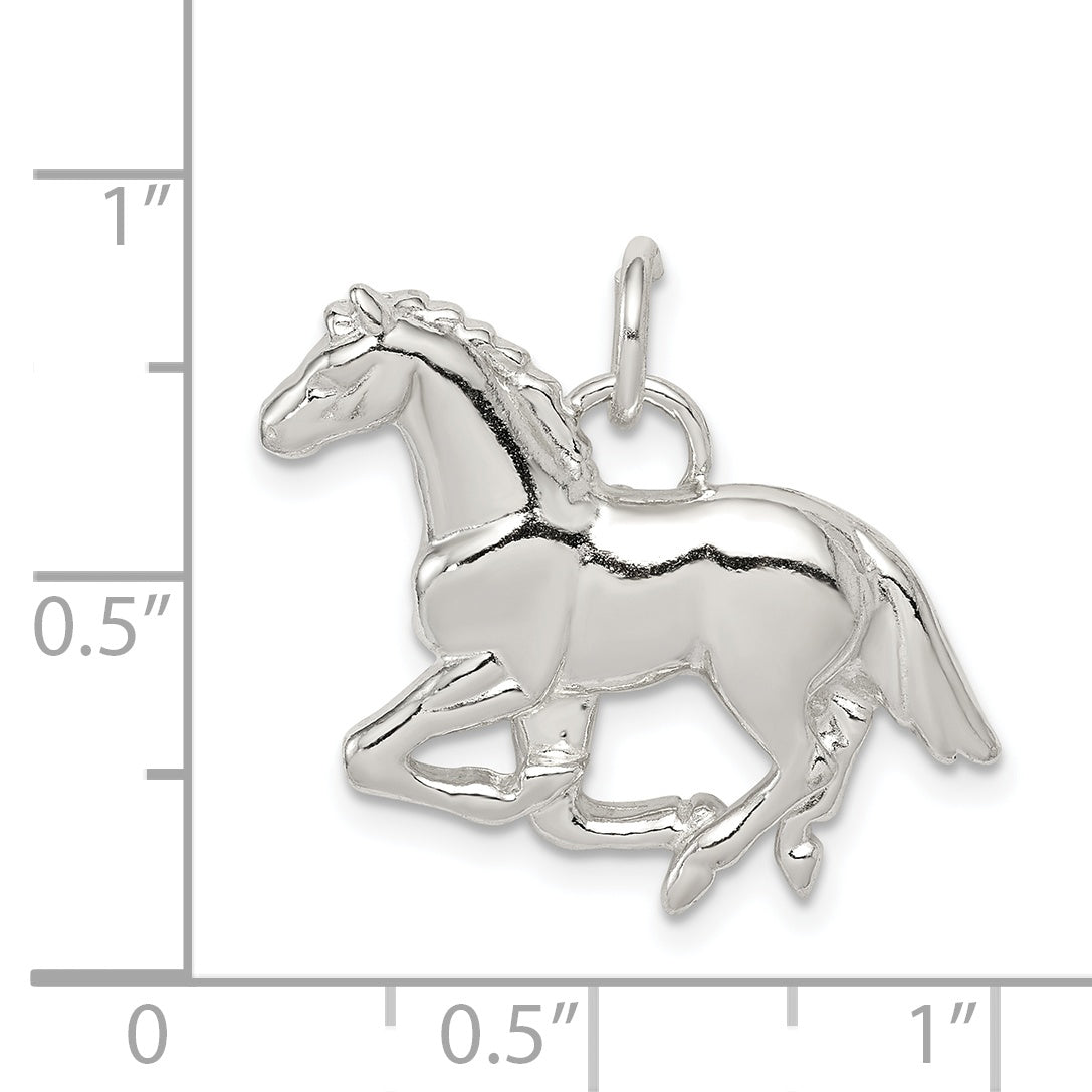 Sterling Silver Polished & Textured Horse Pendant