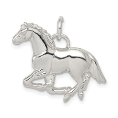 Sterling Silver Polished & Textured Horse Pendant