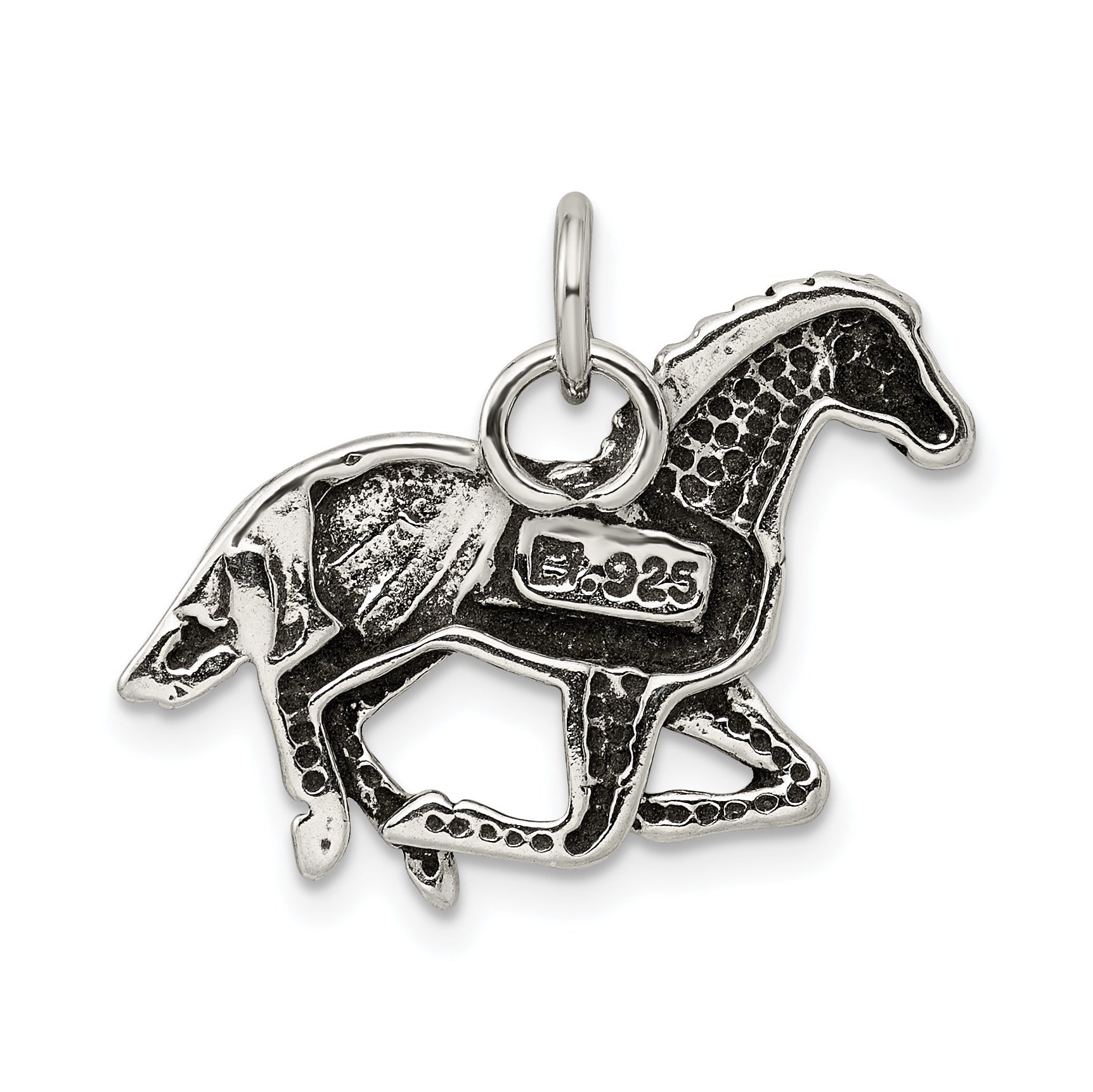 Sterling Silver Antiqued & Textured Horse Pendant