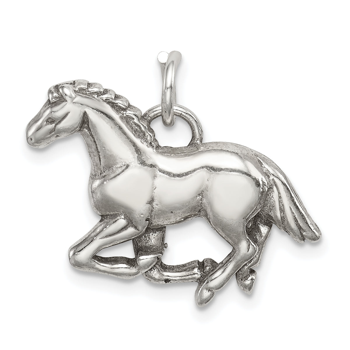 Sterling Silver Antiqued & Textured Horse Pendant