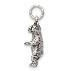 Sophia Jewelers 925 Sterling Silver 3D Antiqued Bear Pendant