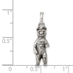 Sterling Silver Antiqued & Textured Bear Standing up Pendant