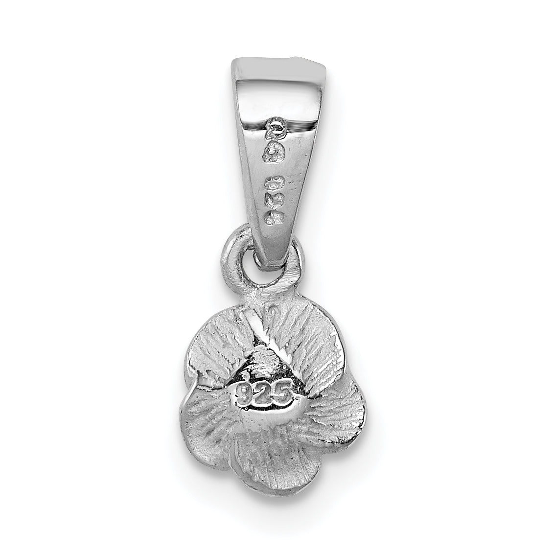 Sterling Silver 925 Children's Textured Rose Pendant Rhodium-Plated Elegance