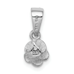 Sterling Silver 925 Children's Textured Rose Pendant Rhodium-Plated Elegance