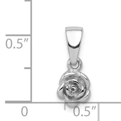 Sterling Silver 925 Children's Textured Rose Pendant Rhodium-Plated Elegance