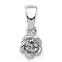 Sterling Silver Rhodium-plated Childrens Textured Rose Pendant