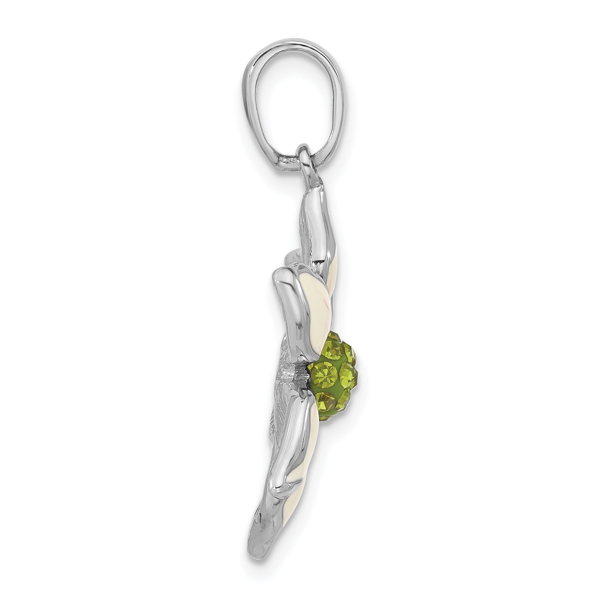 Sterling Silver Preciosa Crystal & Enameled Flower pendant