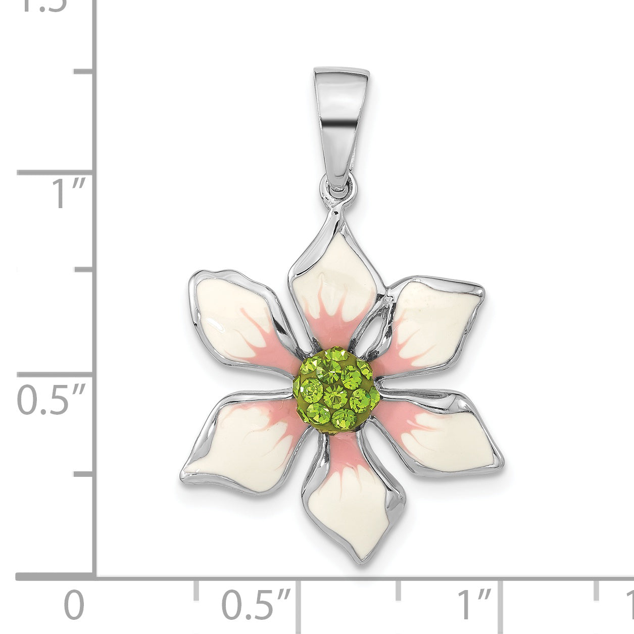 Sterling Silver Preciosa Crystal & Enameled Flower pendant