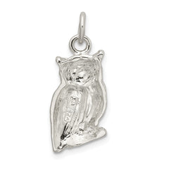 Sterling Silver 925 Owl Pendant with Polished Textured Finish