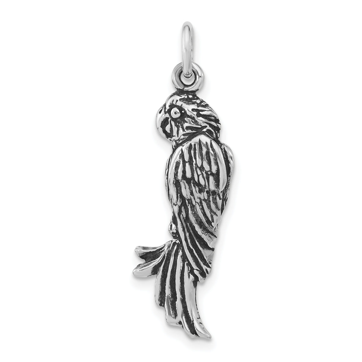 Sterling Silver Polished & Antiqued Parrot Pendant