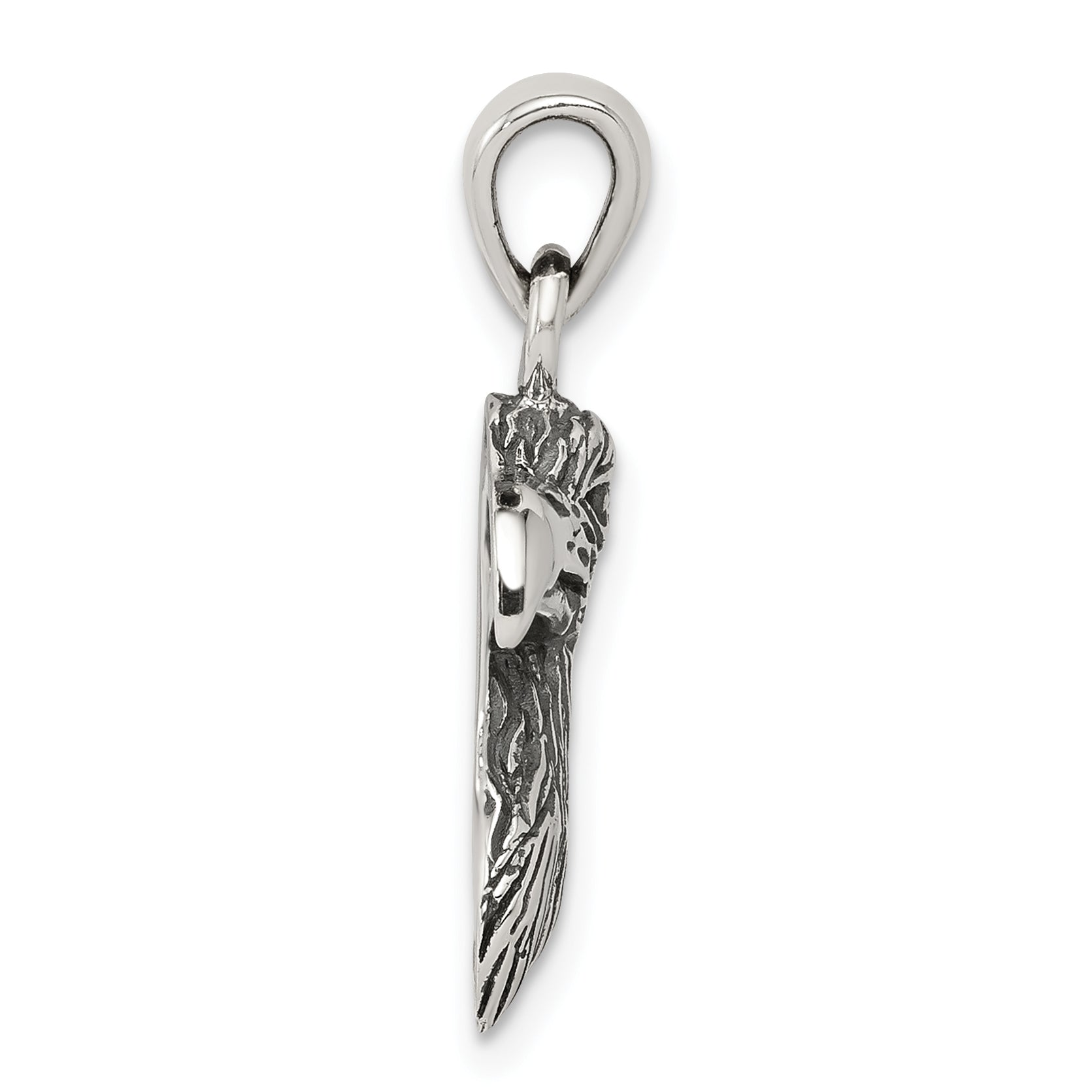 Men's 925 Sterling Silver Eagle Head Pendant with Antiqued Finish