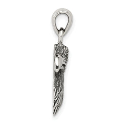 Sterling Silver Polished Textured Eagle Head Pendant