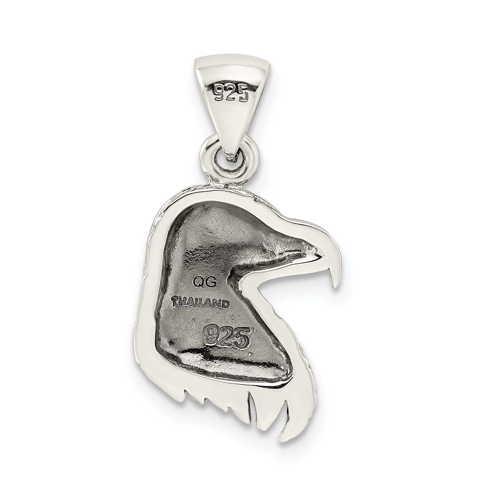 Sterling Silver Polished Textured Eagle Head Pendant