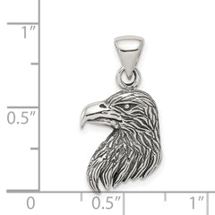 Men's 925 Sterling Silver Eagle Head Pendant with Antiqued Finish