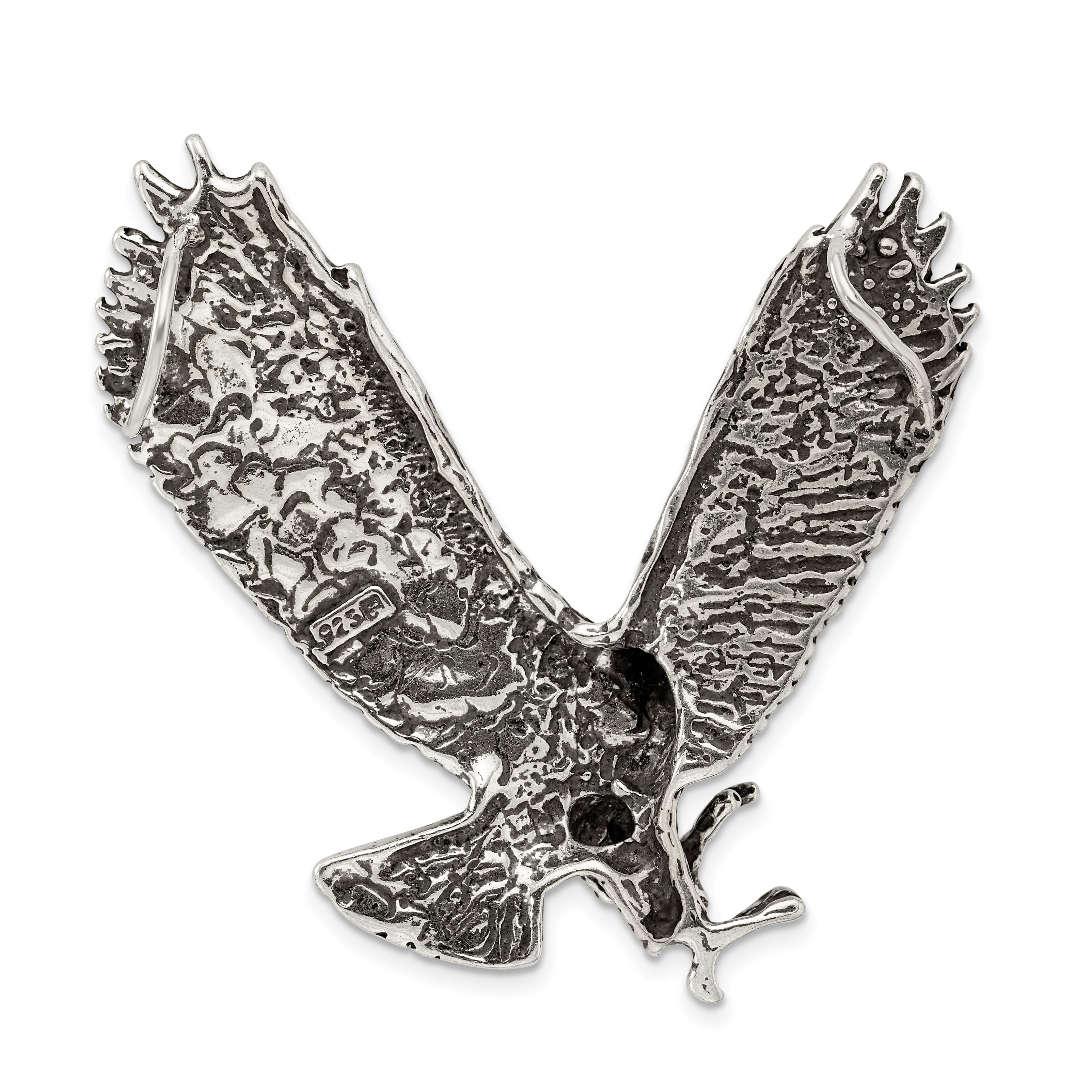 Sterling Silver Antiqued & Textured Eagle Chain Slide