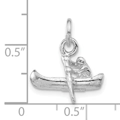 Sterling Silver Polished 3-D Man Rowing Boat Pendant