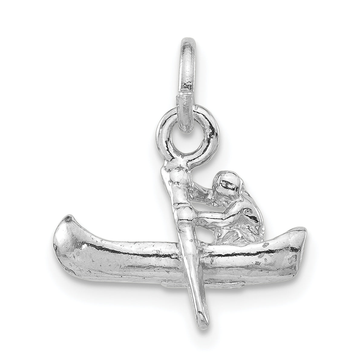 Sterling Silver Polished 3-D Man Rowing Boat Pendant