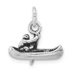 Antiqued 3D Sterling Silver Unisex Rowing Boat Pendant Elegance