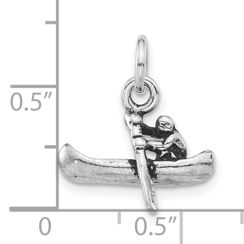 Antiqued 3D Sterling Silver Unisex Rowing Boat Pendant Elegance