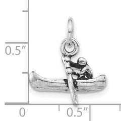 Sterling Silver Antiqued 3-D Man Rowing Boat Pendant