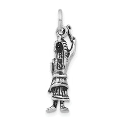 Sterling Silver Antiqued 3-D Man Raised Arm Pendant