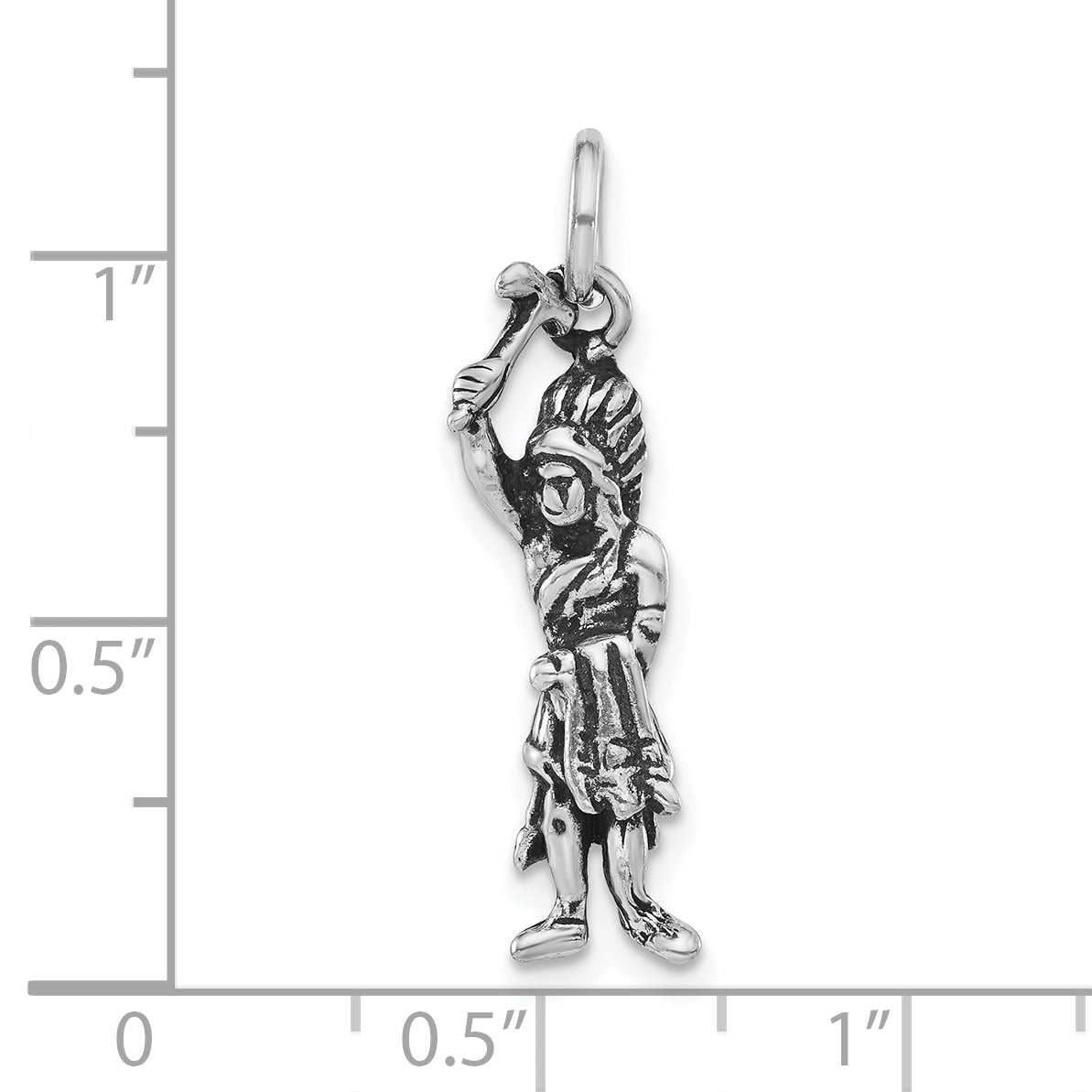 Sterling Silver Antiqued 3-D Man Raised Arm Pendant