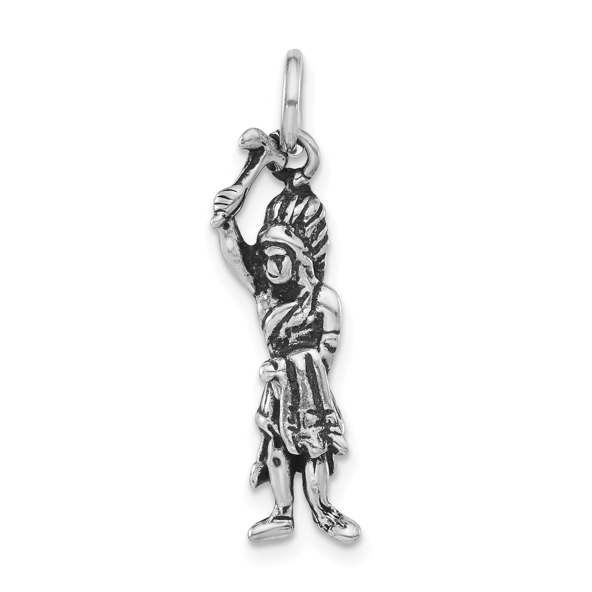 Sterling Silver Polished & Antiqued 3-D Indigenous Man Pendant