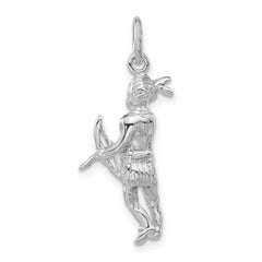 Sterling Silver Polished Indian Man w/Bow & Arrow Pendant