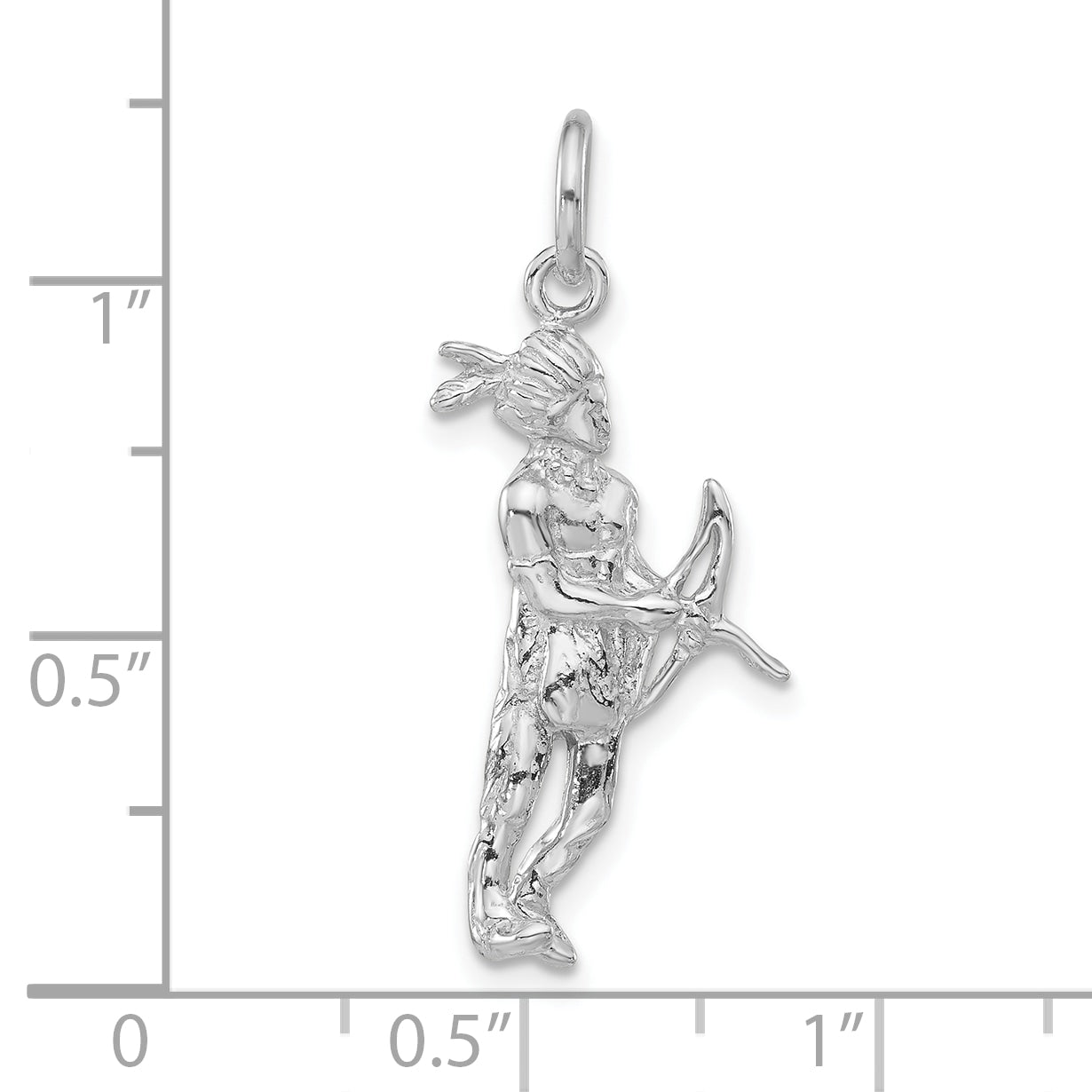 Sterling Silver Polished Indian Man w/Bow & Arrow Pendant