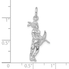 Sterling Silver Polished Indian Man w/Bow & Arrow Pendant