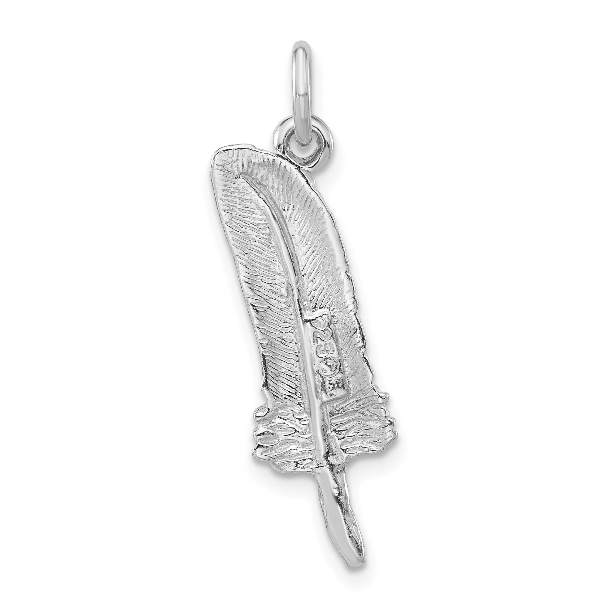 Sterling Silver Polished & Textured Feather Pendant