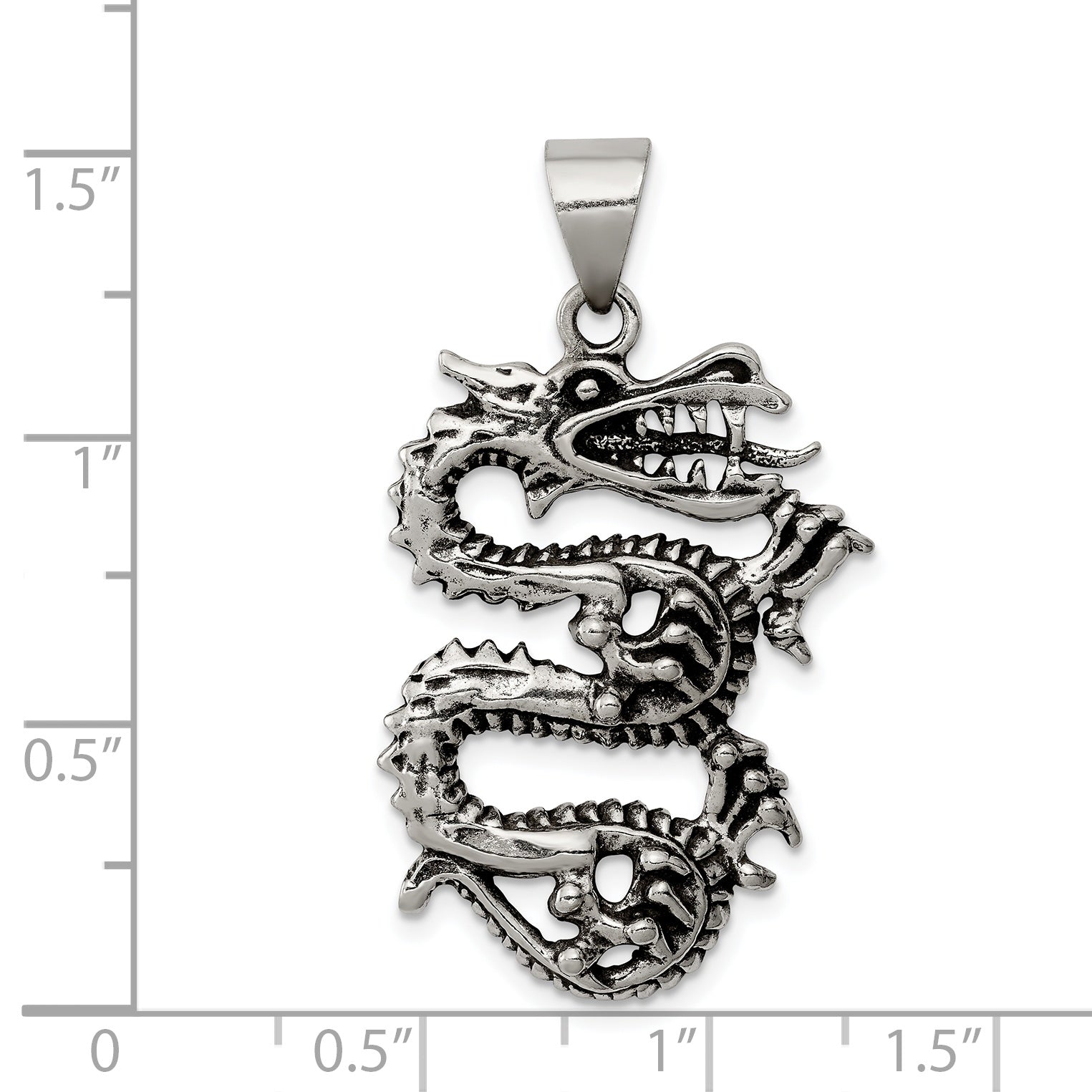 Sterling Silver Antiqued Dragon with Tongue Out Pendant