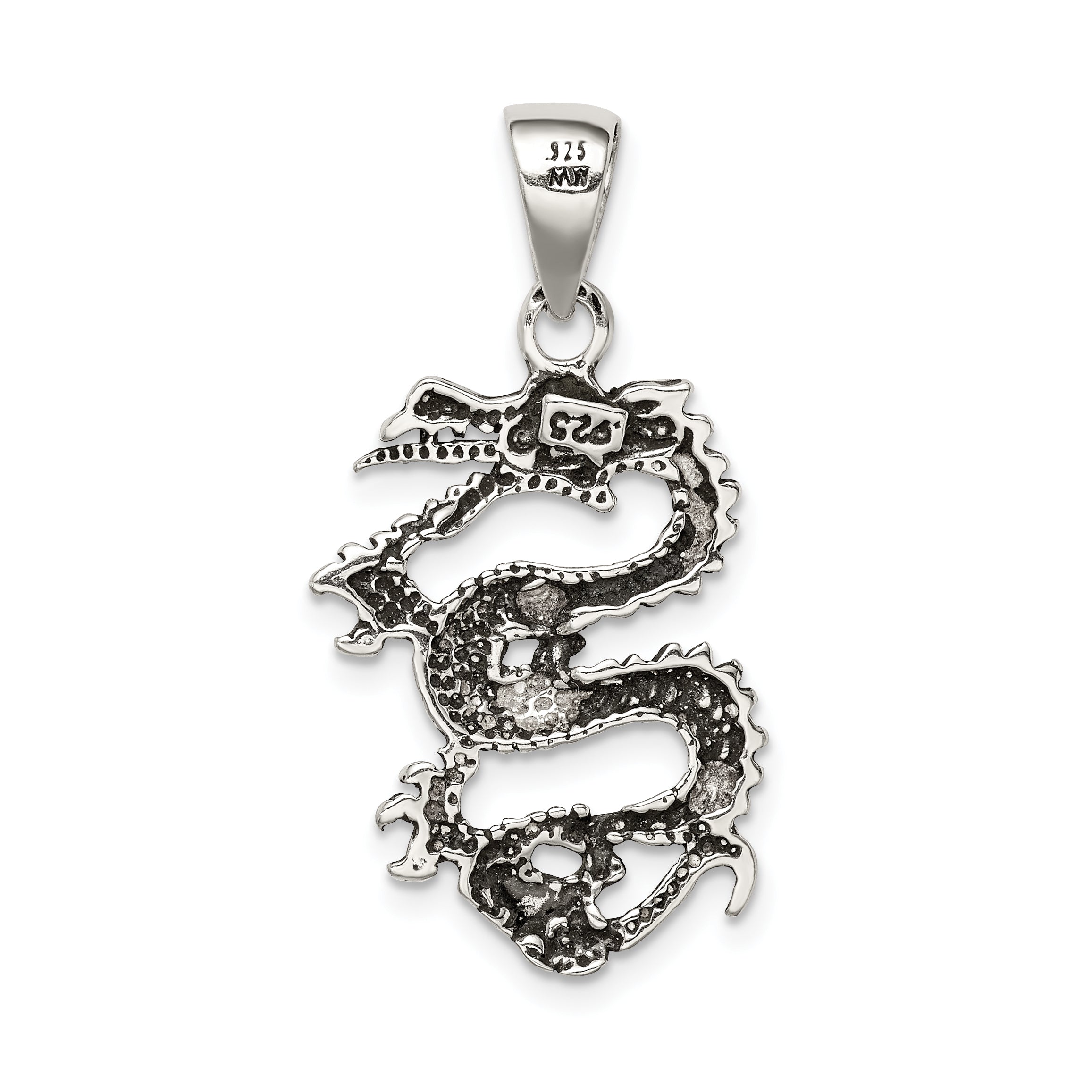 Sophia Jewelers Sterling Silver Dragon Pendant with Antiqued Finish