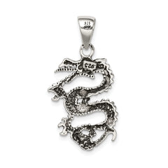 Sterling Silver Antiqued & Textured Dragon Pendant