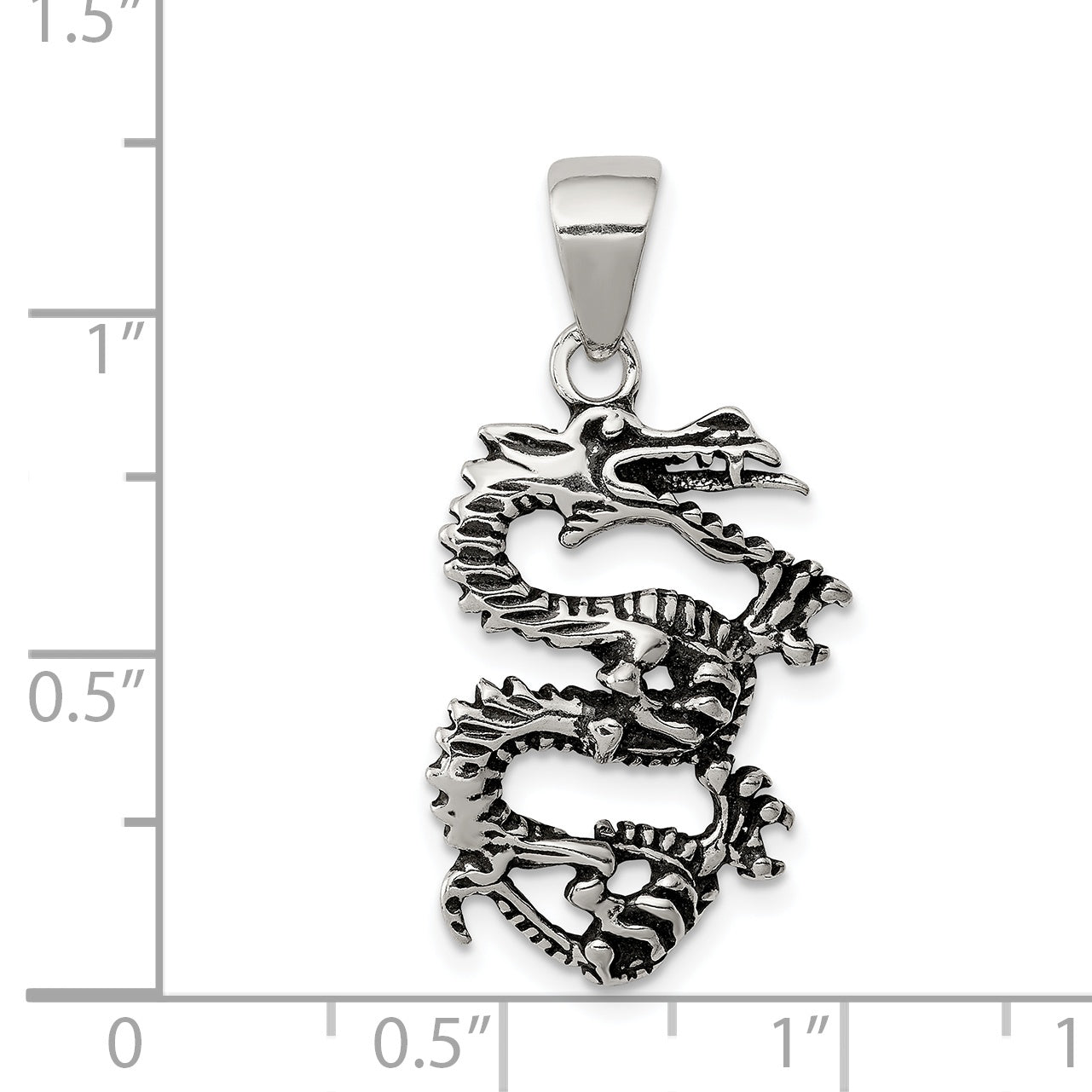 Sophia Jewelers Sterling Silver Dragon Pendant with Antiqued Finish