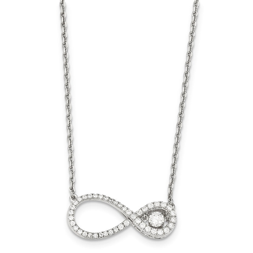 Sterling Silver Polished Vibrant CZ Infinity Necklace