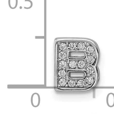 Sterling Silver Rhodium plated CZ Letter B Slide Charm