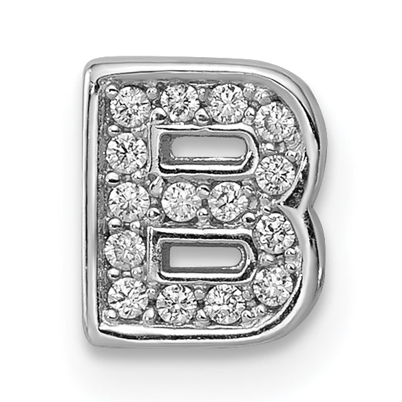 Sterling SilverRhodium-plated CZ Letter B Initial Slide Charm