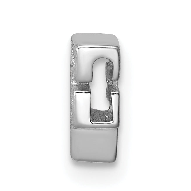 Sterling Silver Rhodium plated CZ Letter F Slide Charm