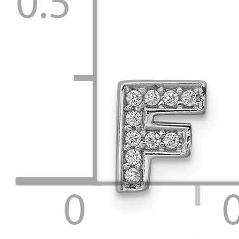 Sterling Silver Rhodium plated CZ Letter F Slide Charm