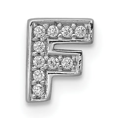 Sterling Silver Rhodium-plated CZ Letter F Initial Slide Charm