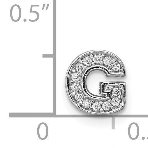 Sterling Silver Rhodium plated CZ Letter G Slide Charm