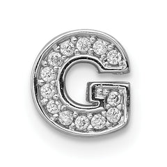 Sterling Silver Rhodium-plated CZ Letter G Initial Slide Charm