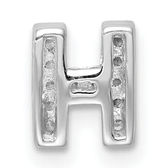 Sterling Silver Rhodium plated CZ Letter H Slide Charm