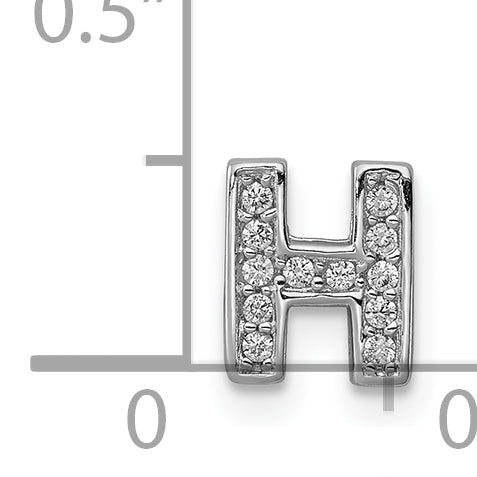 Sterling Silver Rhodium plated CZ Letter H Slide Charm